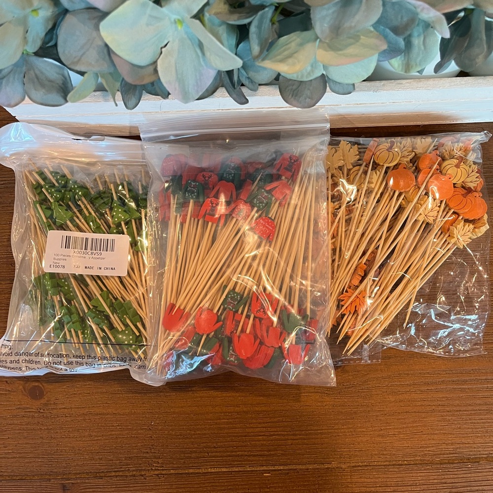 NWT Assorted Party Picks - Red, Green, Orange